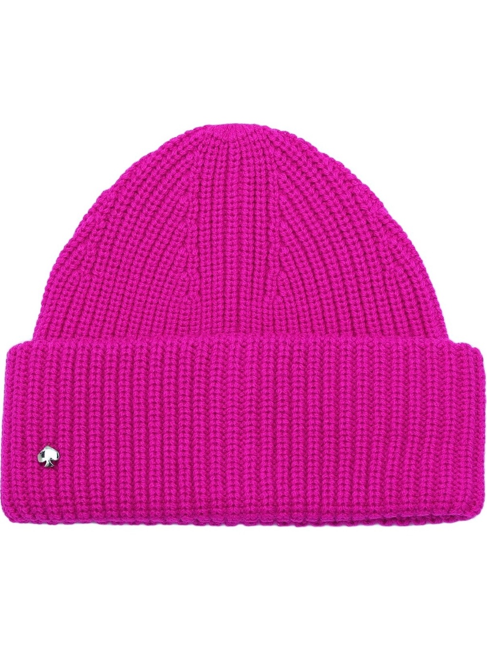Kate Spade New York Cutt Beanie Marker Pink Ribbed Knit Hat Fuchsia OS NWT